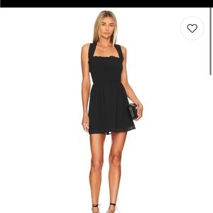 LILY SMOCKED FLARE DRESS, REVOLVE, IN BLACK, Size Medium